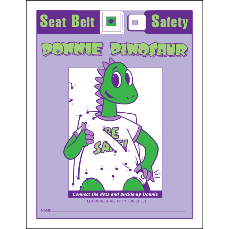 Donnie Dinosaur's: Seat Belt Safety Activity Sheet