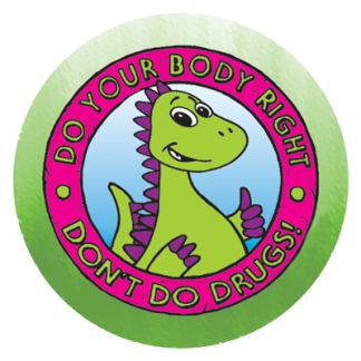 drug free dinosaur sticker