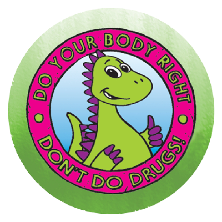 drug free dinosaur sticker