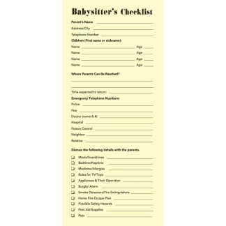 Babysitter's Checklist