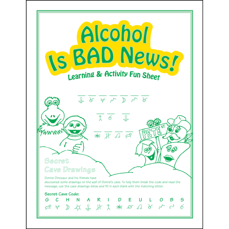 Donnie Dinosaur’s "Alcohol Is Bad News!" Activity Sheet
