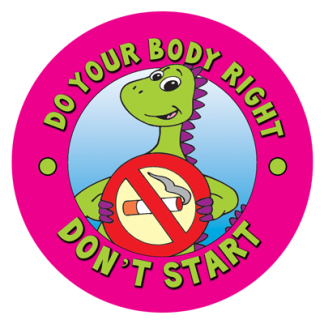 Donnie Dinosaur's "Do Your Body Right - Don't Start" Sticker