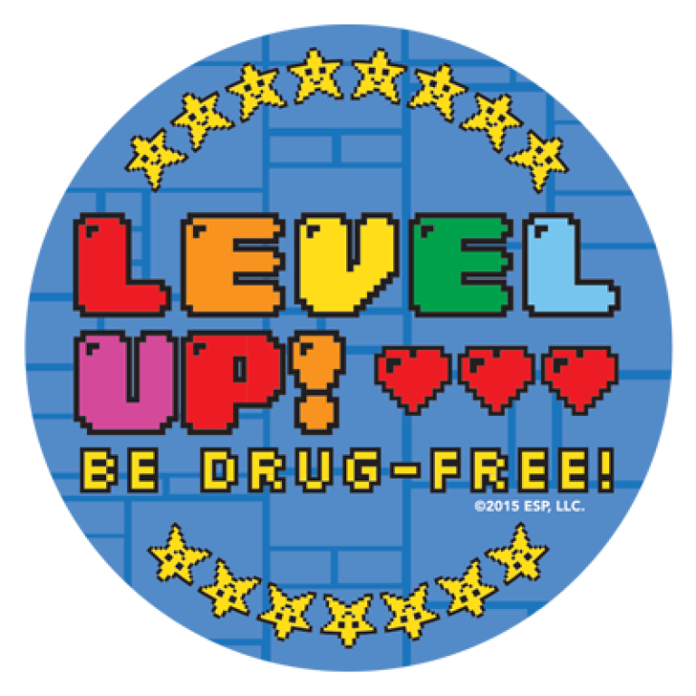 Level Up Drug Free Stickers