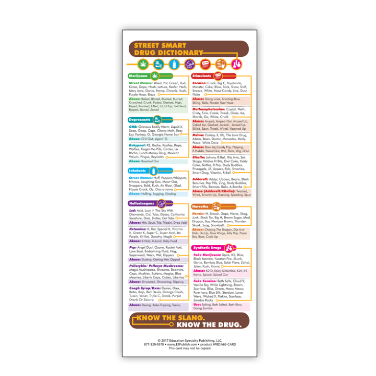 Street Smart Drug Dictionary Presentation Cards