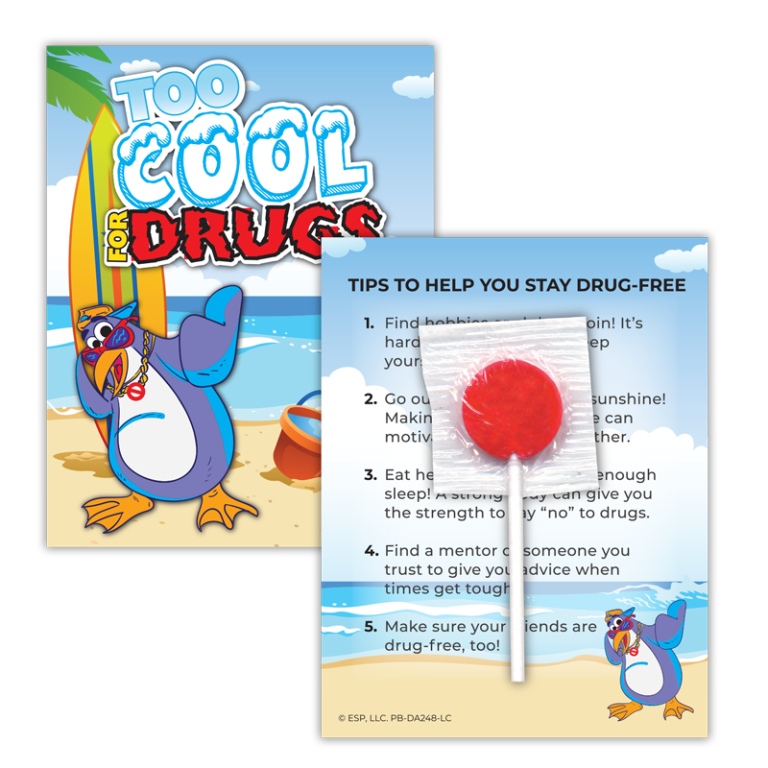 Red Ribbon Solutions "Too Cool for Drugs" Lollipop Card