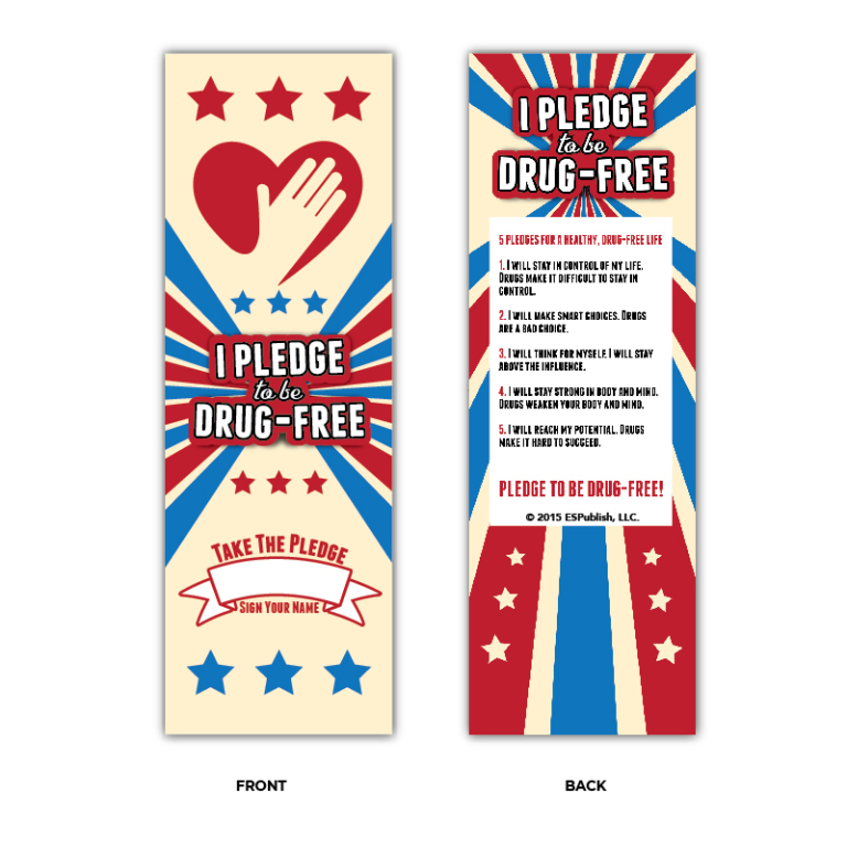 I Pledge to be Drug Free Red Ribbon Bookmarks