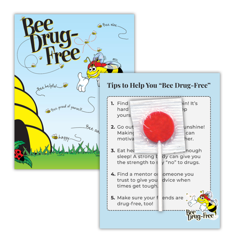 Bee Drug-Free Lollipop Card