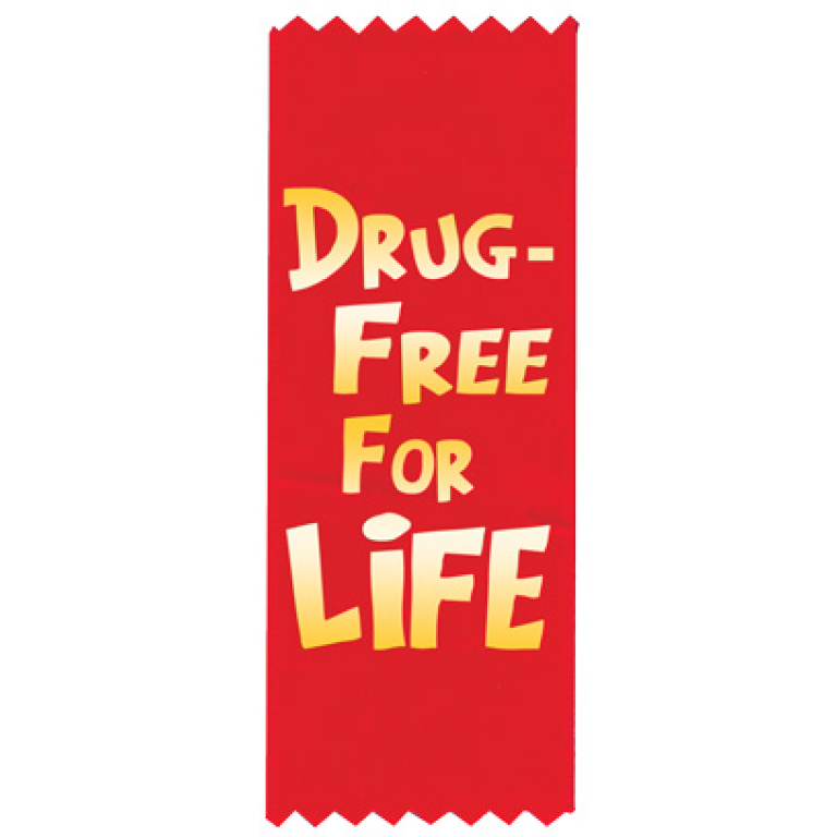 "Drug-Free for Life" Red Ribbon