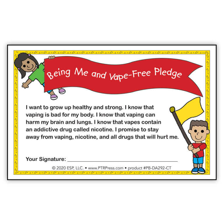 “Being Me and Vape-Free!” Certificate