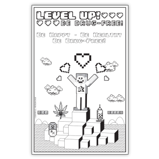 “Level Up! Be Drug-Free!” Color Me Poster