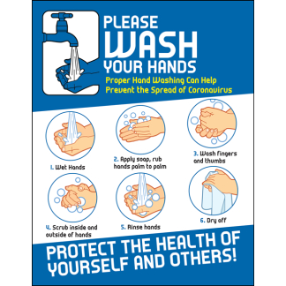 COVID-19: Hand Washing Plastic Sign (Adult)