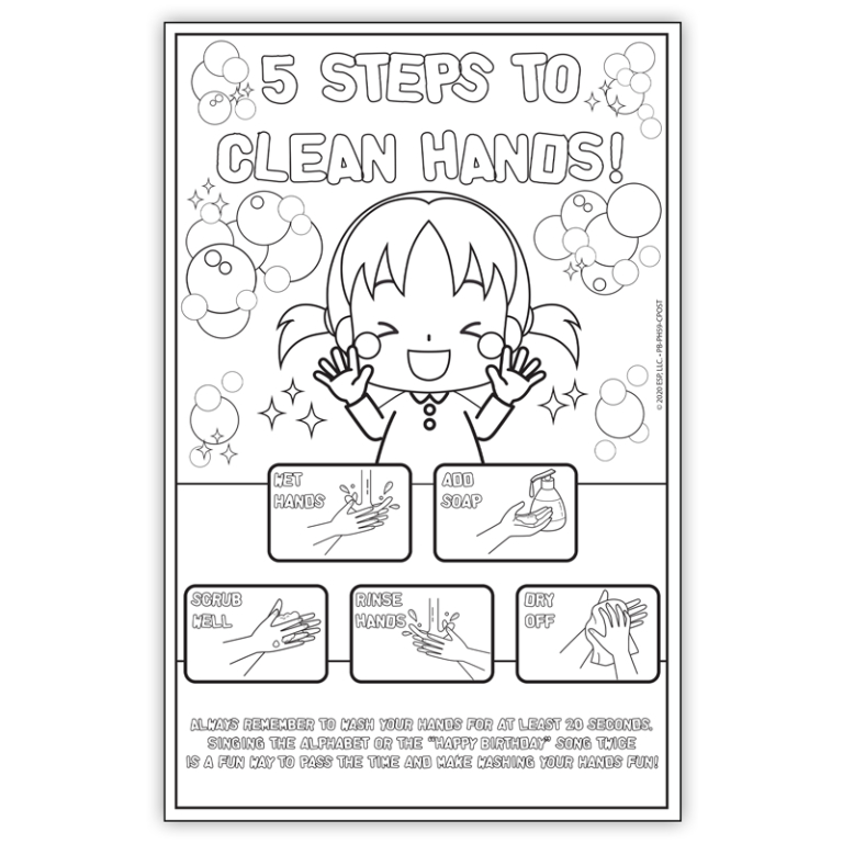 "5 Steps to Clean Hands!" Color Me Poster