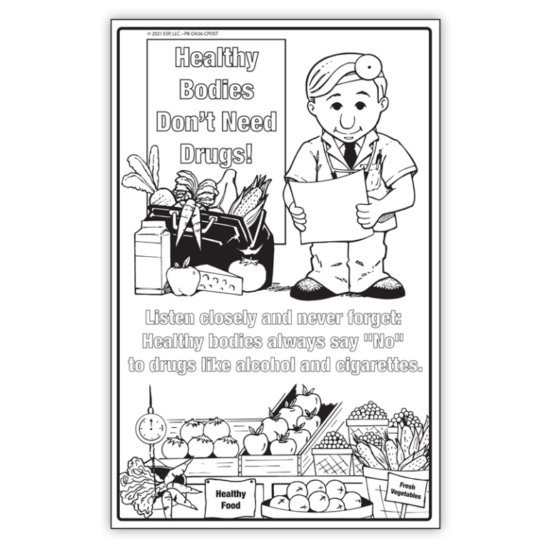 "Healthy Bodies Don’t Need Drugs!" Color Me Poster