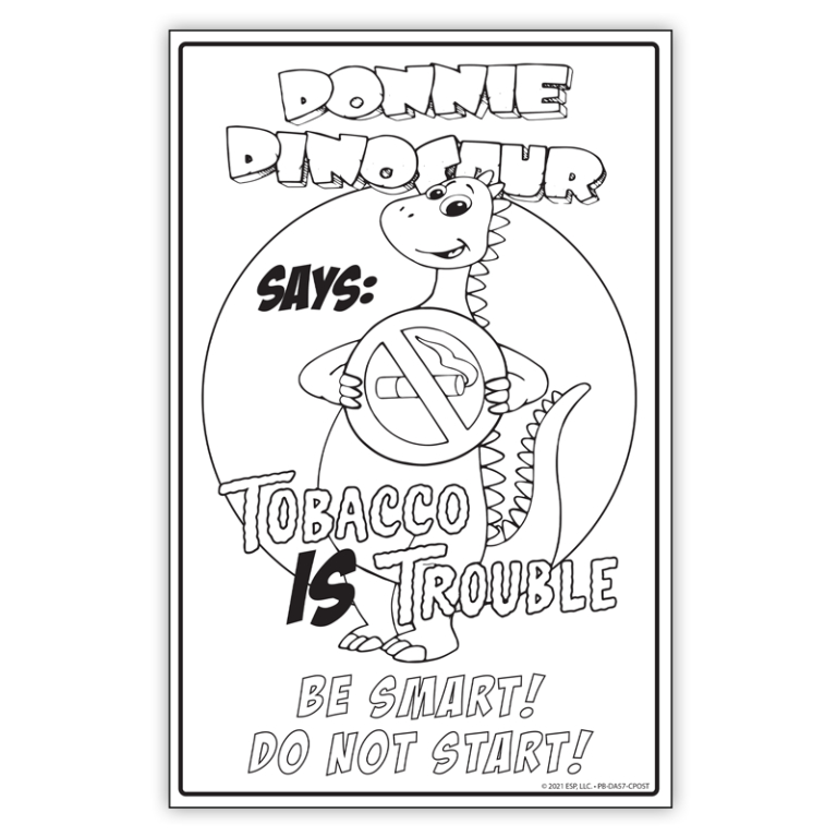 Donnie Dinosaur’s "Tobacco Is Trouble" Color Me Poster