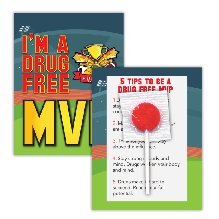 Red Ribbon Week I’m a Drug Free MVP Lollipop Card