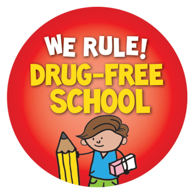 "We Rule! Drug-Free School" Sticker