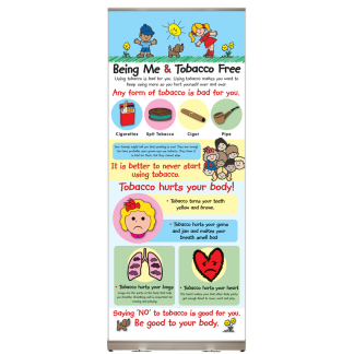 being me and tobacco free retractable display