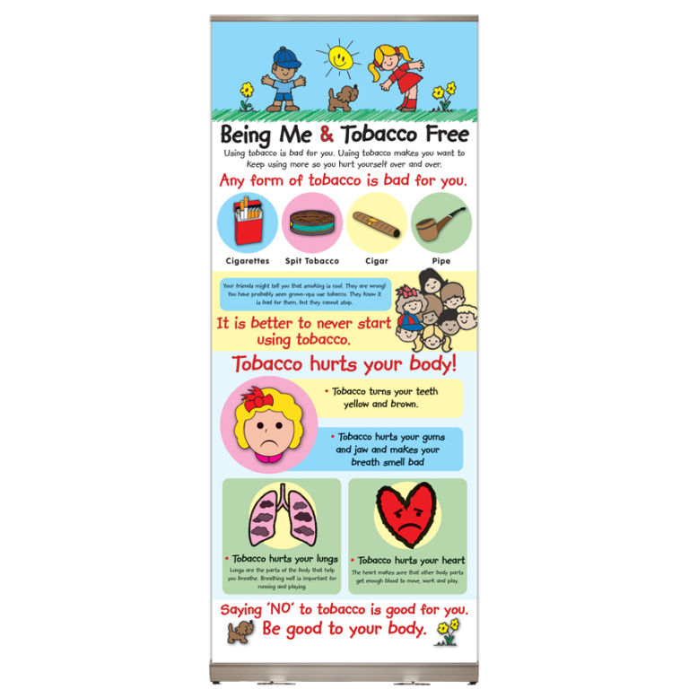 being me and tobacco free retractable display