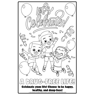 red ribbon week drug-free coloring poster