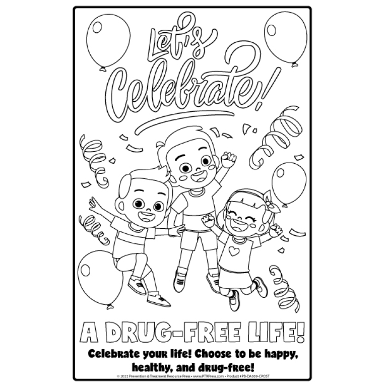 red ribbon week drug-free coloring poster