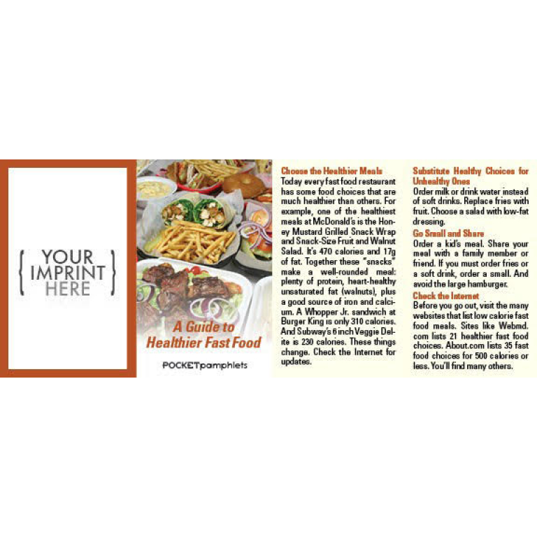 A Guide To Healthier Fast Food Pocket Pamphlet