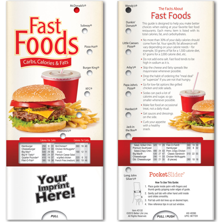 Fast Foods Carbs Calories and Fat Brochure Slider