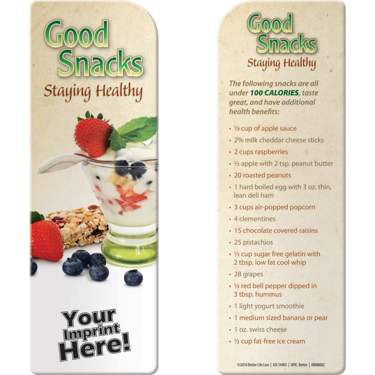 Good Snacks Staying Healthy Bookmarks