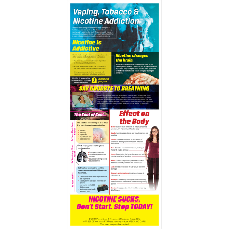Vaping Tobacco and Nicotine Addiction Information Card