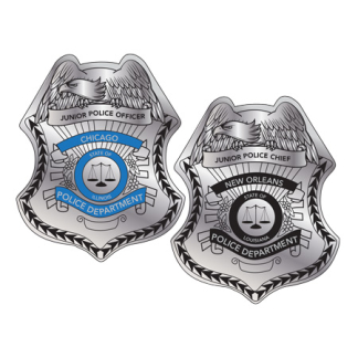 Custom Junior Police Officer Stick On Silver Foil Badges