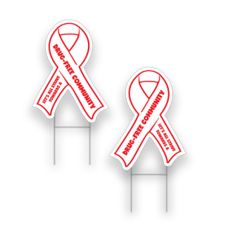 red ribbon week yard signs