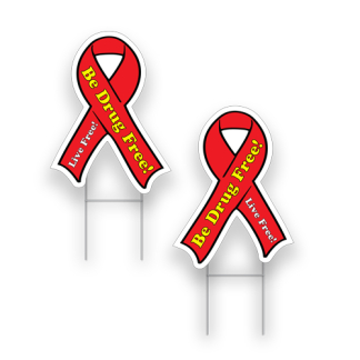 be drug free awareness ribbon yard signs