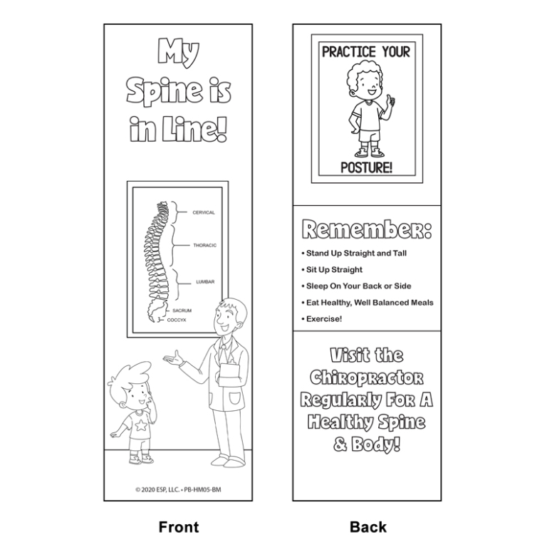 chiropractic care coloring bookmarks