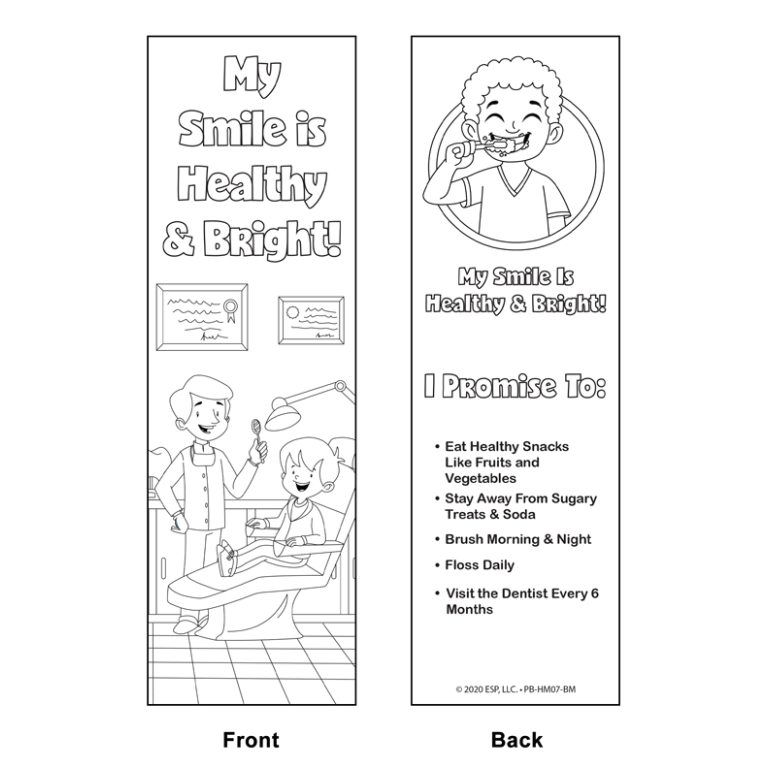 dentist coloring bookmarks