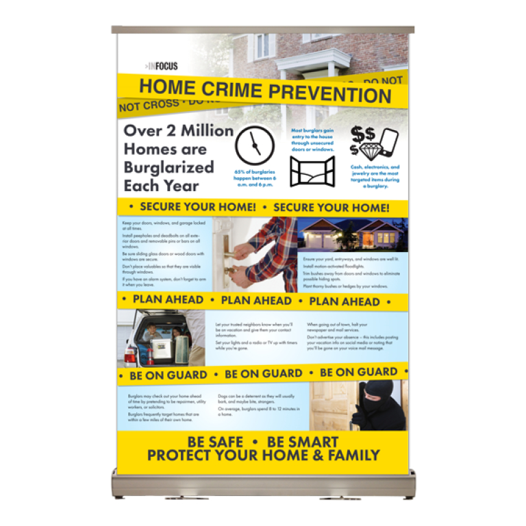 home crime prevention roll up tabletop display