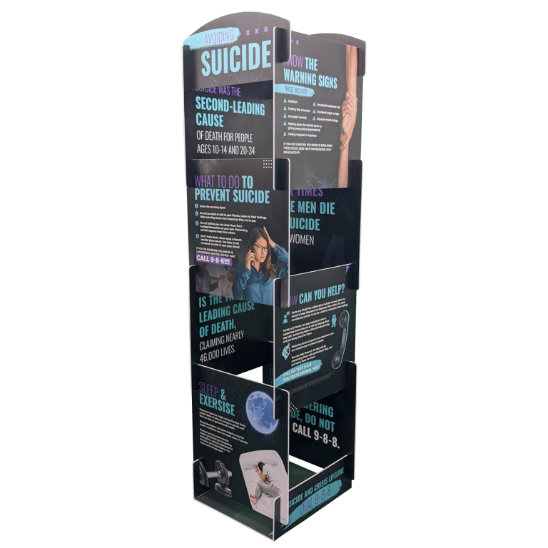 Suicide prevention info display tower