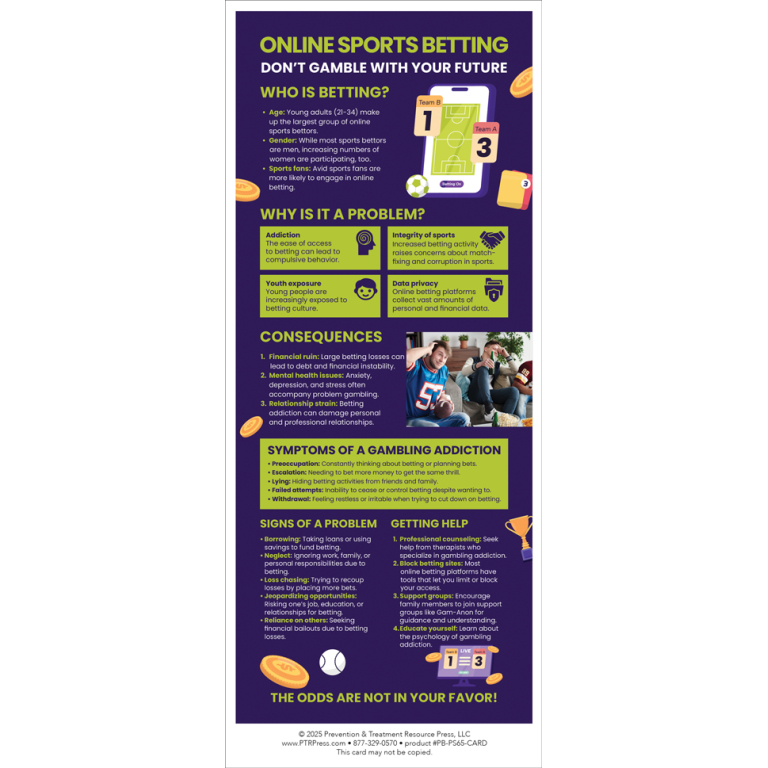 Online Sports Betting Awareness Prevention Rack Presentation Cards
